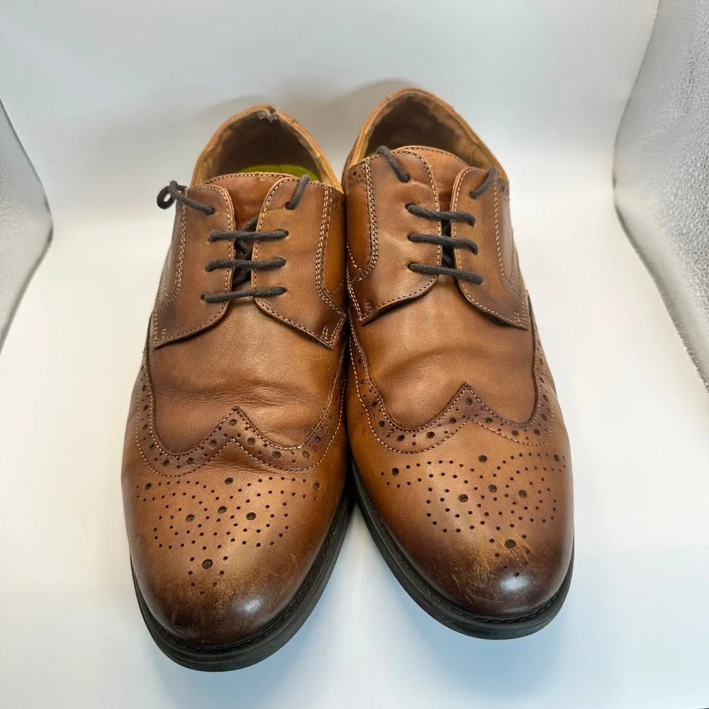 Florsheim‎ Wingtip Oxford Mens 11 Tan Leather Brogue Comfortech Dress Shoes